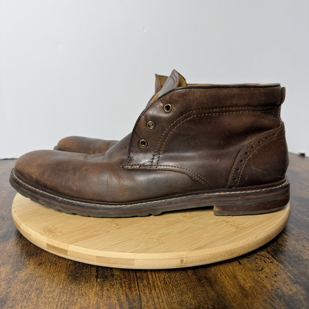 Florsheim Boots Men's Size 11.5D Highland Brown Leather Ankle Chukka Leather - Picture 2 of 8